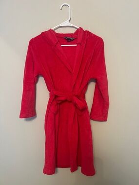 Lands' End Pink Plush Hooded Robe